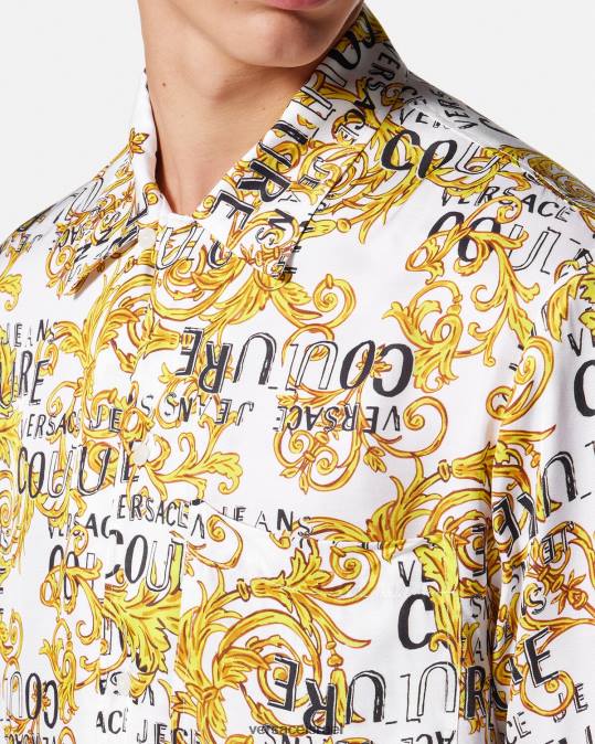 גברים Versace זהב ולבן חולצת לוגו קוטור הַלבָּשָׁה N8T22396