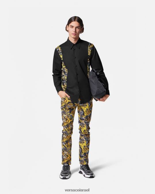 גברים Versace שָׁחוֹר חולצת לוגו קוטור הַלבָּשָׁה N8T22397