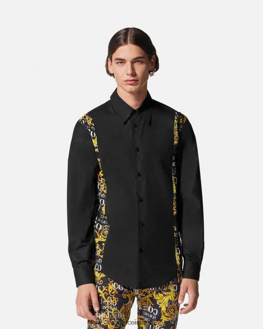 גברים Versace שָׁחוֹר חולצת לוגו קוטור הַלבָּשָׁה N8T22397