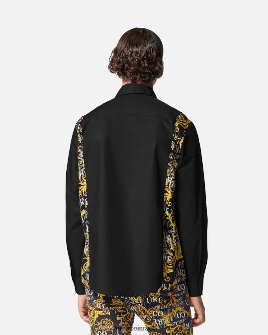 גברים Versace שָׁחוֹר חולצת לוגו קוטור הַלבָּשָׁה N8T22397