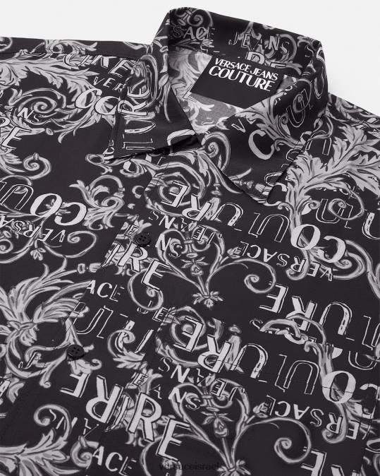 גברים Versace שחור & הדפס חולצת לוגו קוטור הַלבָּשָׁה N8T22398