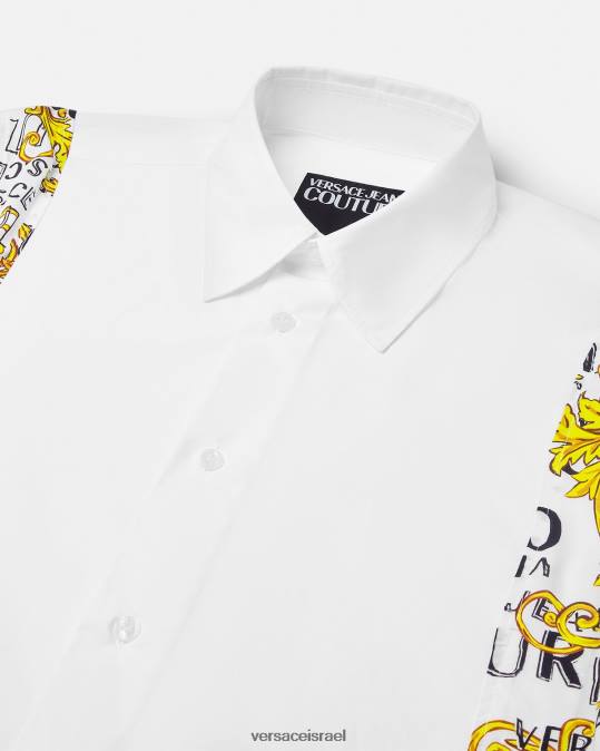 גברים Versace לבן חולצת לוגו קוטור הַלבָּשָׁה N8T22399