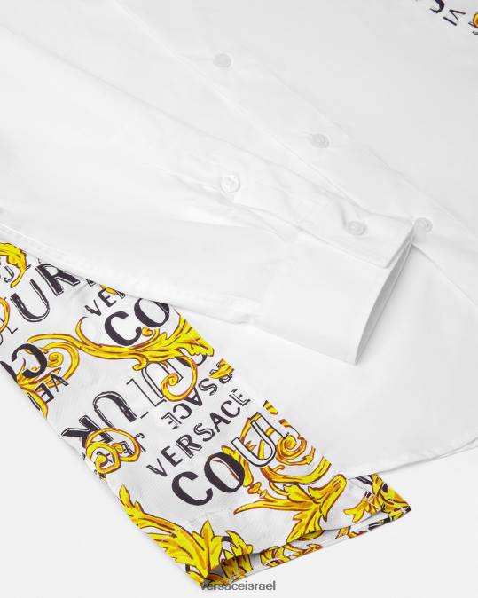 גברים Versace לבן חולצת לוגו קוטור הַלבָּשָׁה N8T22399