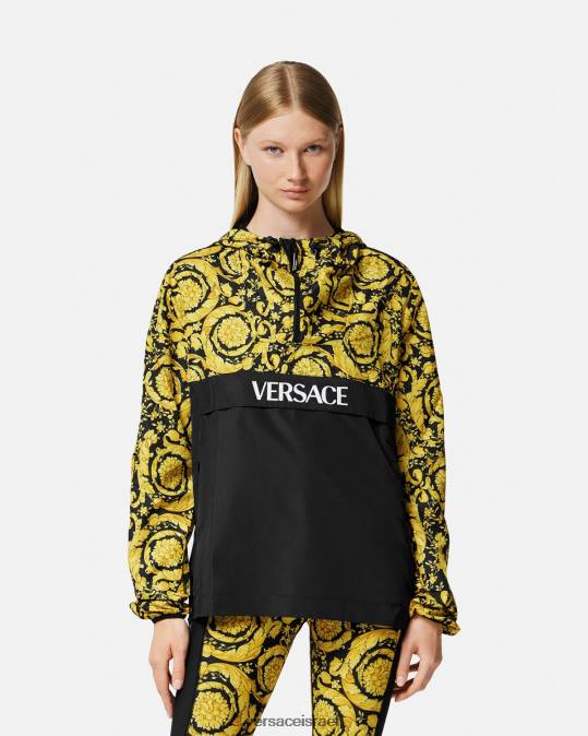 נשים Versace שָׁחוֹר ז'קט מעיל רוח בארוקו הַלבָּשָׁה N8T2239