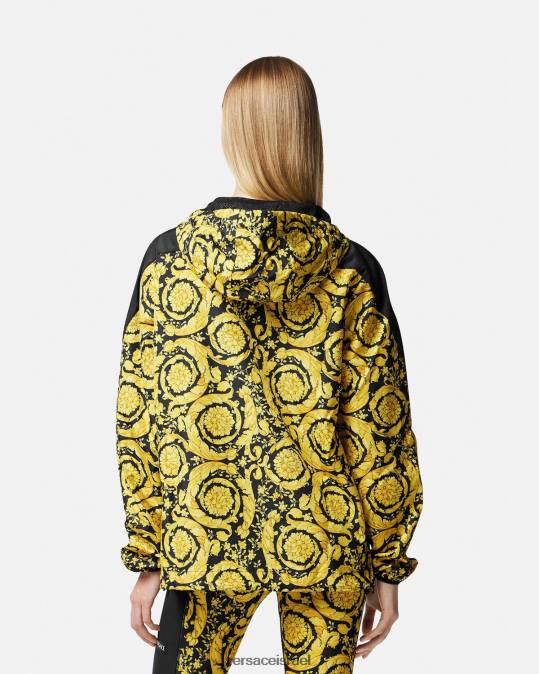 נשים Versace שָׁחוֹר ז'קט מעיל רוח בארוקו הַלבָּשָׁה N8T2239