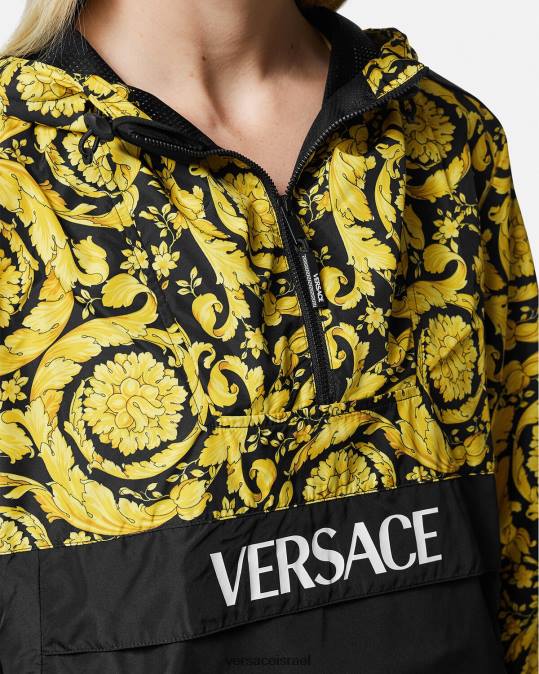 נשים Versace שָׁחוֹר ז'קט מעיל רוח בארוקו הַלבָּשָׁה N8T2239