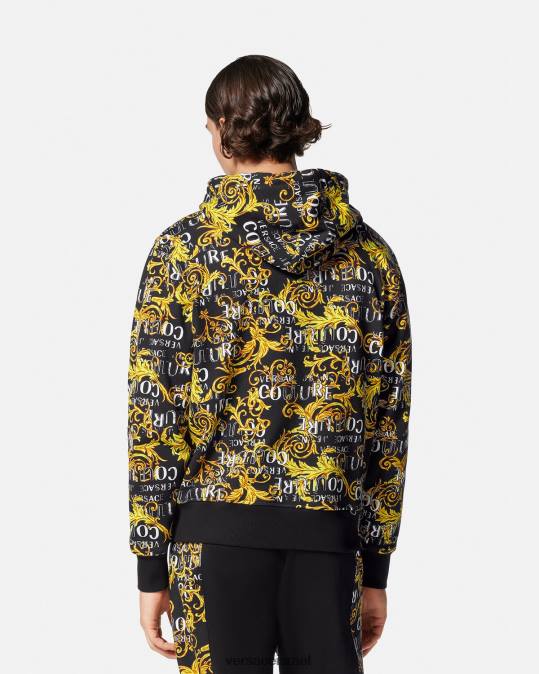 גברים Versace זהב שחור קפוצ'ון רוכסן לוגו קוטור הַלבָּשָׁה N8T22403
