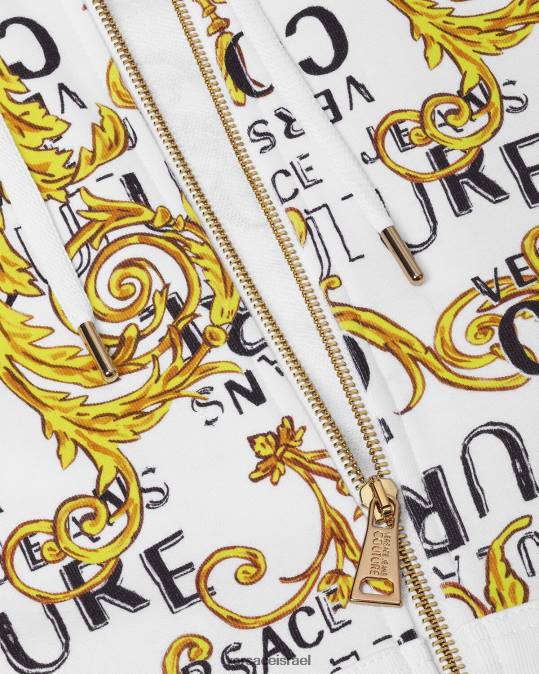 גברים Versace זהב ולבן קפוצ'ון רוכסן לוגו קוטור הַלבָּשָׁה N8T22404