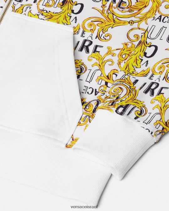 גברים Versace זהב ולבן קפוצ'ון רוכסן לוגו קוטור הַלבָּשָׁה N8T22404