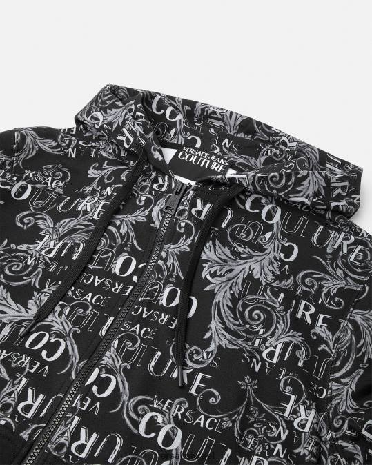 גברים Versace שָׁחוֹר קפוצ'ון רוכסן לוגו קוטור הַלבָּשָׁה N8T22405