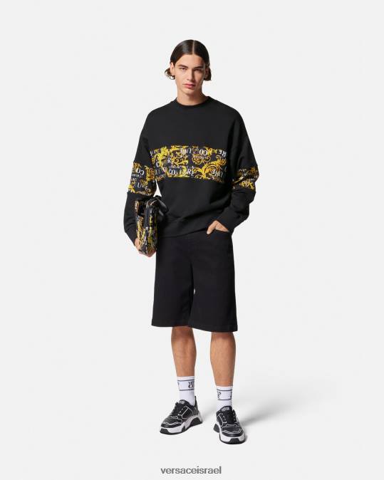 גברים Versace זהב שחור סווטשירט לוגו קוטור הַלבָּשָׁה N8T22407