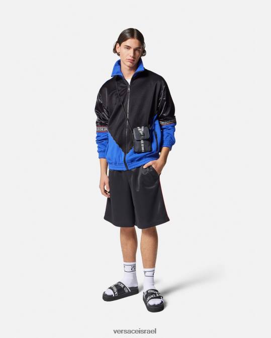 גברים Versace שָׁחוֹר סווטשירט עם רוכסן לוגו הַלבָּשָׁה N8T22409