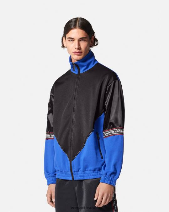 גברים Versace שָׁחוֹר סווטשירט עם רוכסן לוגו הַלבָּשָׁה N8T22409