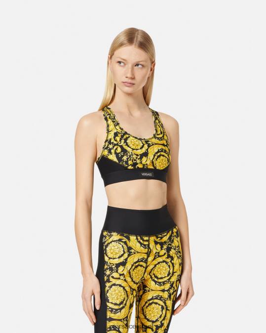 נשים Versace שָׁחוֹר חזיית ספורט בארוקו הַלבָּשָׁה N8T2240