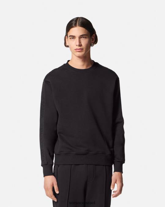גברים Versace שָׁחוֹר סווטשירט לוגו הַלבָּשָׁה N8T22410