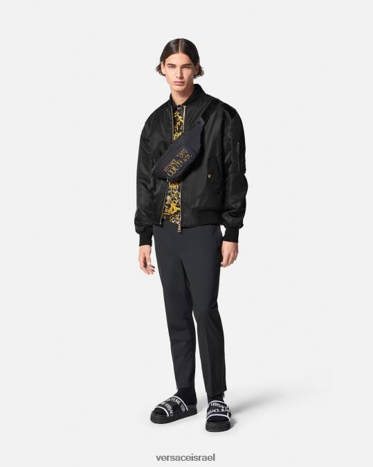 גברים Versace זהב שחור מעיל בומבר לוגו קוטור הַלבָּשָׁה N8T22417
