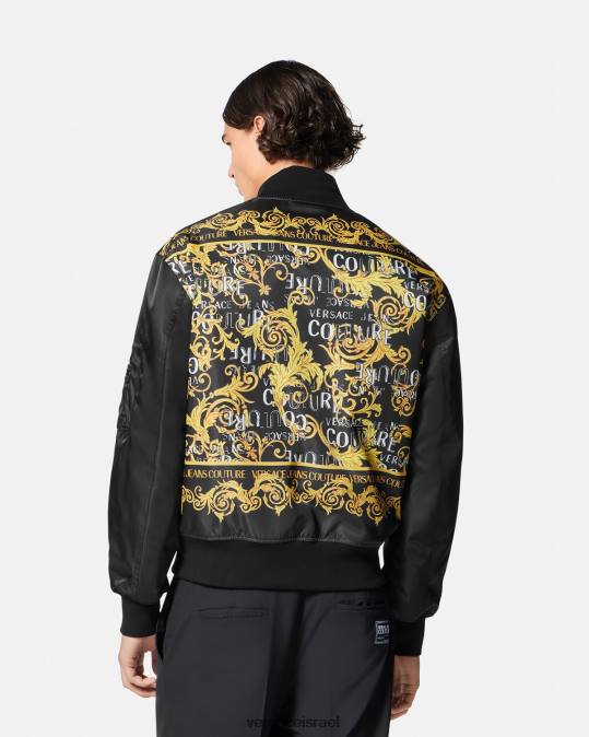 גברים Versace זהב שחור מעיל בומבר לוגו קוטור הַלבָּשָׁה N8T22417