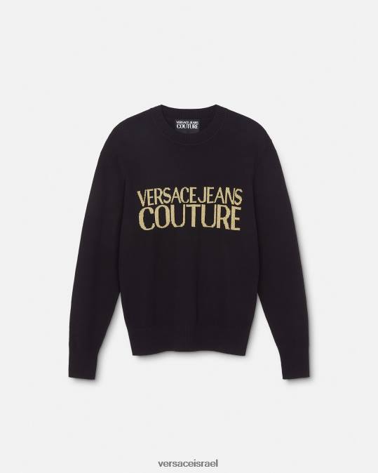 גברים Versace שחור & הדפס סוודר סרוג לוגו הַלבָּשָׁה N8T22421