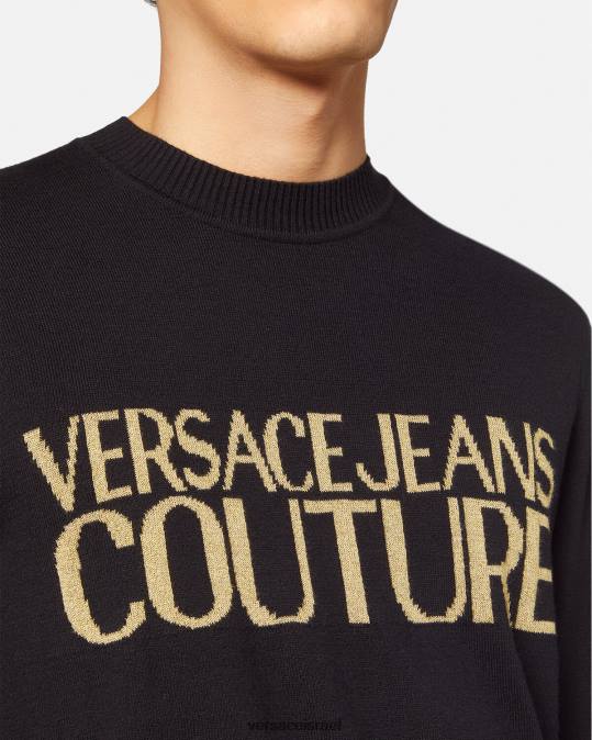 גברים Versace שחור & הדפס סוודר סרוג לוגו הַלבָּשָׁה N8T22421