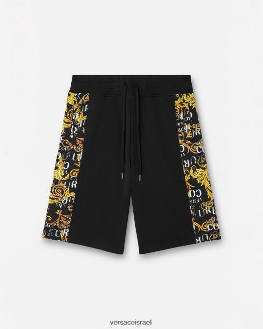 גברים Versace זהב שחור מכנסי זיעה קצרים עם לוגו קוטור הַלבָּשָׁה N8T22422