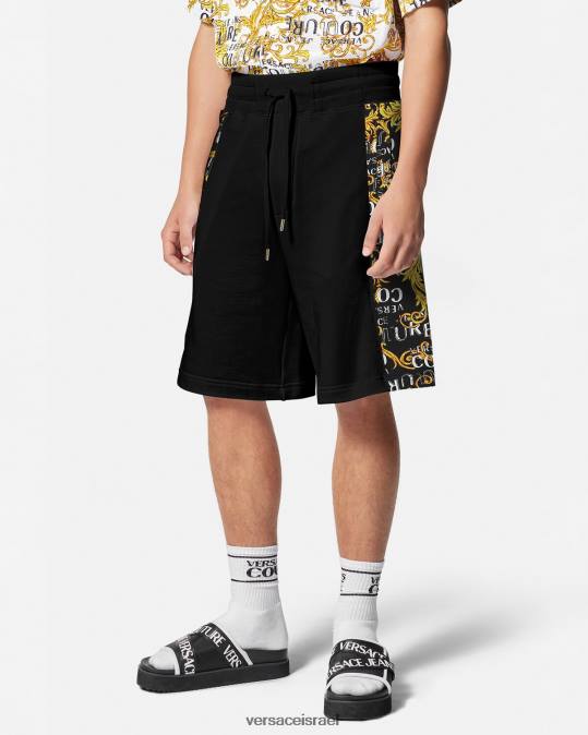 גברים Versace זהב שחור מכנסי זיעה קצרים עם לוגו קוטור הַלבָּשָׁה N8T22422