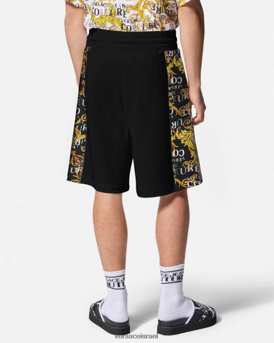 גברים Versace זהב שחור מכנסי זיעה קצרים עם לוגו קוטור הַלבָּשָׁה N8T22422