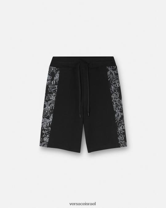 גברים Versace שָׁחוֹר מכנסי זיעה קצרים עם לוגו קוטור הַלבָּשָׁה N8T22423