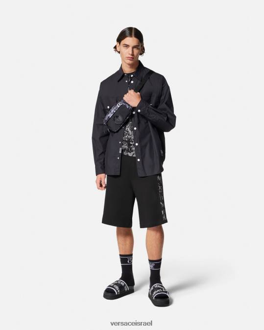 גברים Versace שָׁחוֹר מכנסי זיעה קצרים עם לוגו קוטור הַלבָּשָׁה N8T22423