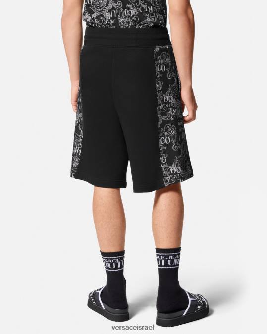 גברים Versace שָׁחוֹר מכנסי זיעה קצרים עם לוגו קוטור הַלבָּשָׁה N8T22423