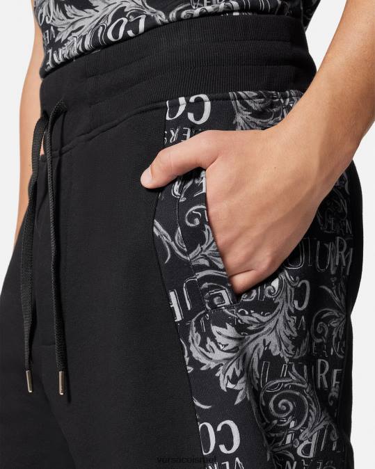 גברים Versace שָׁחוֹר מכנסי זיעה קצרים עם לוגו קוטור הַלבָּשָׁה N8T22423