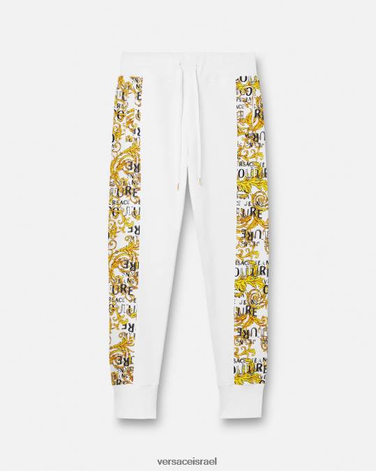 גברים Versace זהב ולבן מכנסי טרנינג עם לוגו קוטור הַלבָּשָׁה N8T22425