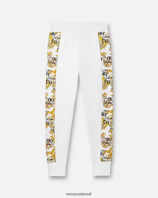 גברים Versace זהב ולבן מכנסי טרנינג עם לוגו קוטור הַלבָּשָׁה N8T22425