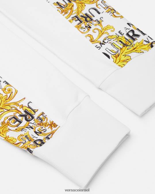 גברים Versace זהב ולבן מכנסי טרנינג עם לוגו קוטור הַלבָּשָׁה N8T22425