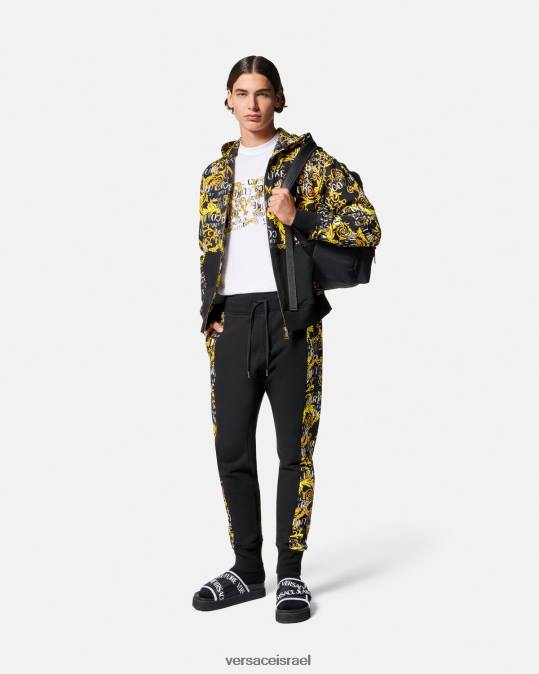 גברים Versace זהב שחור מכנסי טרנינג עם לוגו קוטור הַלבָּשָׁה N8T22427