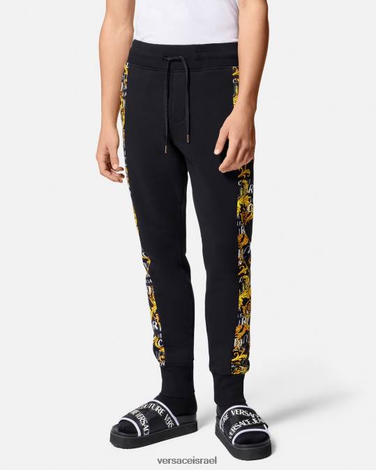 גברים Versace זהב שחור מכנסי טרנינג עם לוגו קוטור הַלבָּשָׁה N8T22427