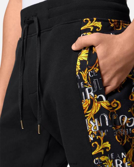 גברים Versace זהב שחור מכנסי טרנינג עם לוגו קוטור הַלבָּשָׁה N8T22427