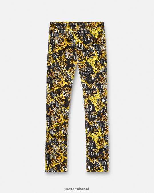 גברים Versace זהב שחור לוגו קוטור ג'ינס בגזרה דקיקה הַלבָּשָׁה N8T22429