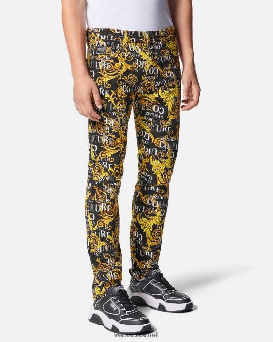 גברים Versace זהב שחור לוגו קוטור ג'ינס בגזרה דקיקה הַלבָּשָׁה N8T22429