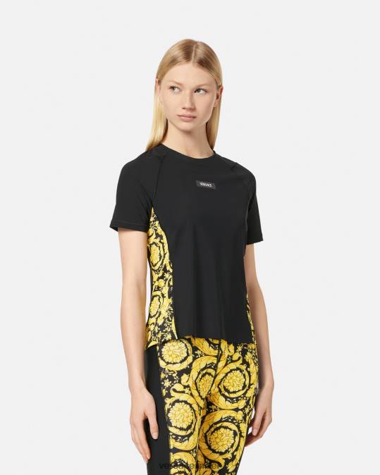 נשים Versace שָׁחוֹר חולצת כושר בארוק הַלבָּשָׁה N8T2242