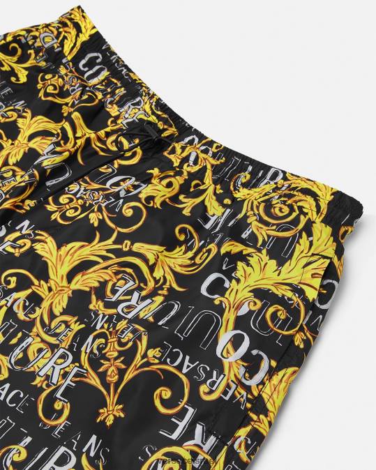גברים Versace זהב שחור מכנסי שרוך לוגו קוטור הַלבָּשָׁה N8T22430