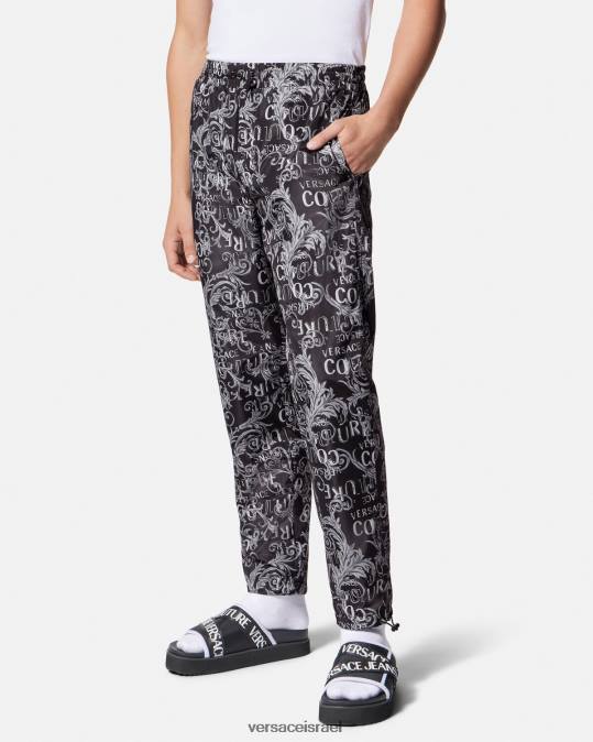 גברים Versace שחור & הדפס מכנסי שרוך לוגו קוטור הַלבָּשָׁה N8T22431
