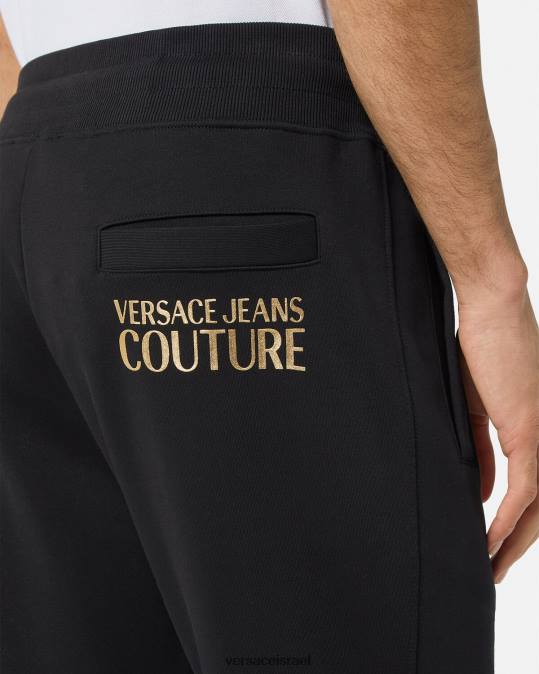 גברים Versace זהב שחור מכנסי טרנינג לוגו הַלבָּשָׁה N8T22437