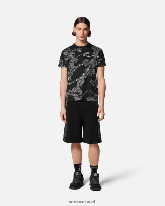 גברים Versace שָׁחוֹר מכנסי זיעה קצרים של שרשרת קוטור הַלבָּשָׁה N8T22441