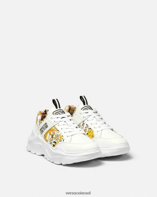 גברים Versace זהב ולבן נעלי ספורט ספידטראק לוגו קוטור נַעַל N8T22459