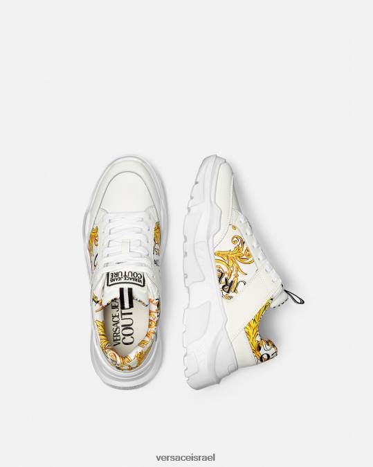 גברים Versace זהב ולבן נעלי ספורט ספידטראק לוגו קוטור נַעַל N8T22459