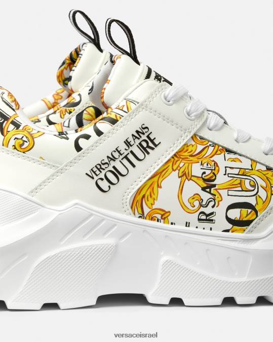 גברים Versace זהב ולבן נעלי ספורט ספידטראק לוגו קוטור נַעַל N8T22459