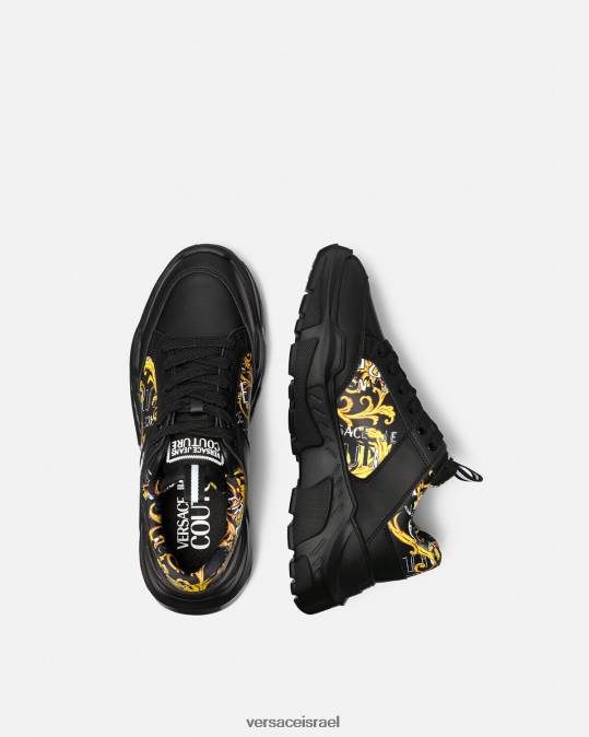גברים Versace זהב שחור נעלי ספורט ספידטראק לוגו קוטור נַעַל N8T22460