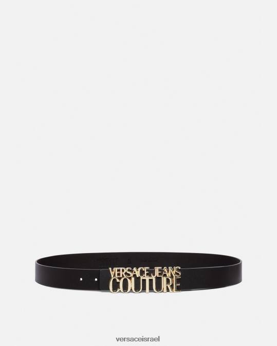 גברים Versace זהב ושחור חגורת לוגו כיתוב אביזרים N8T22477