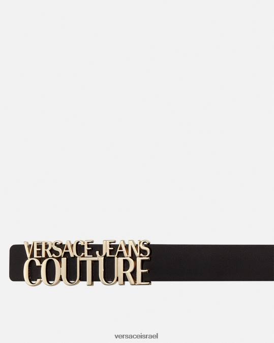 גברים Versace זהב ושחור חגורת לוגו כיתוב אביזרים N8T22477