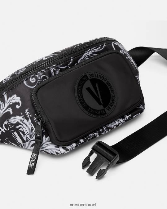 גברים Versace שחור ואפור תיק חגורת לוגו קוטור תיקים N8T22494